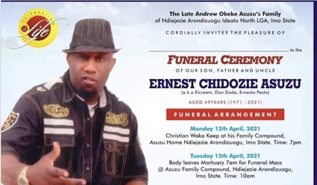 Actor Ernest Asuzu burial Date Has Been Anounced