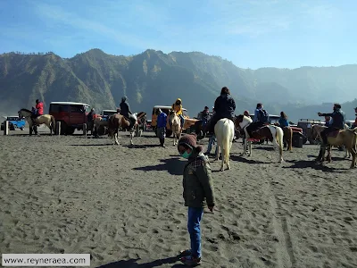 Di lereng kawah bromo bersama bayi dan anak