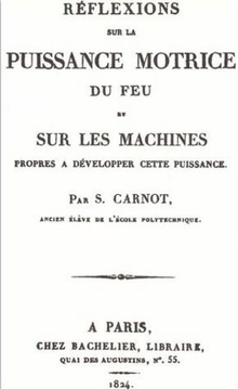 Title page of the 1824 French first edition of ‘Réflexions sur la puissance motrice du feu et sur les machines propres à développer cette puissance’