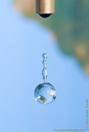 water droplet. Water drop impact tghe world.