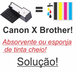 Absorvente de tinta cheio: impressora Canon e Brother