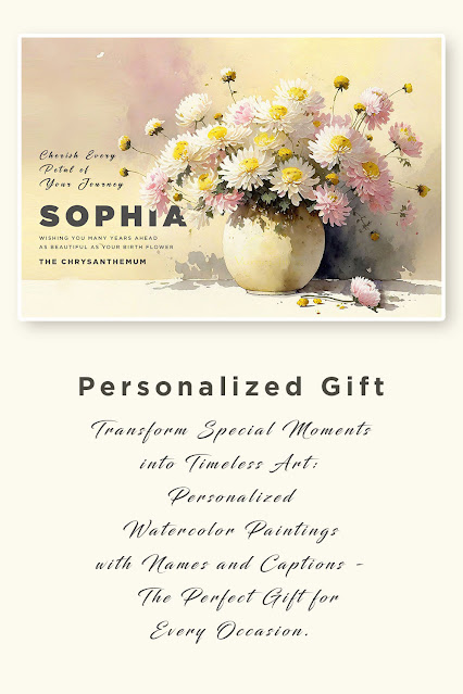 Customized Birth Flower Wall Decor Gift with Name and Caption by Biju Varnachitra