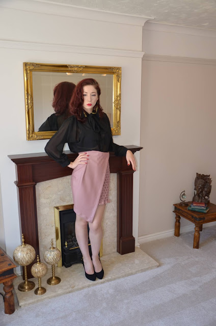 Self drafted sewing pattern pink PU leather faux wrap pencil skirt with Canadian smocking textile manipulation techniques sewing blog DIY fashion blogger