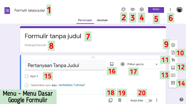 Menu - Menu Dasar Google Formulir