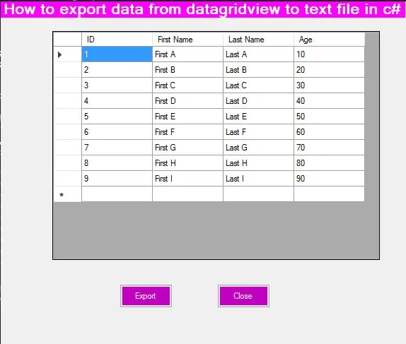 How to Export Data From Datagridview to Text File in C#