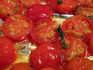 Closeup View of Balsamic Roasted Cherry Tomatoes