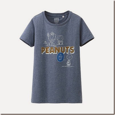 Uniqlo Women Peanuts Crew Neck Short Sleeve T-shirt Blue 04