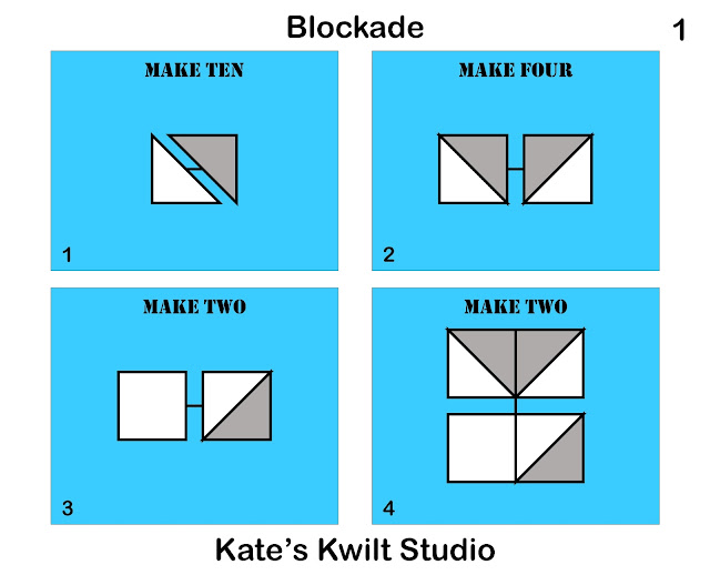 Instructions. Page 1. Triangles, squares, and rectangles form the quilt block "Blockade".