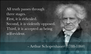 "Alla sanningar passerar genom tre stadier, Först förlöjligas den. Sen möter den våldsamt motstånd. Och till sist accepterad som självklar." - Arthur Schopenhauer