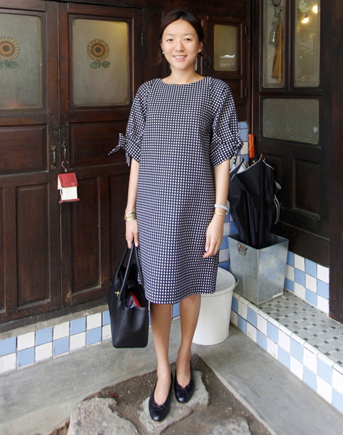 Polkadot Ribbon Sleeve Dress