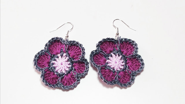 Crochet Pendientes crochet ganchillo flores rápidas  sencillas de tejer punto alto bareta hobby puntada doble labor Majovel tejer