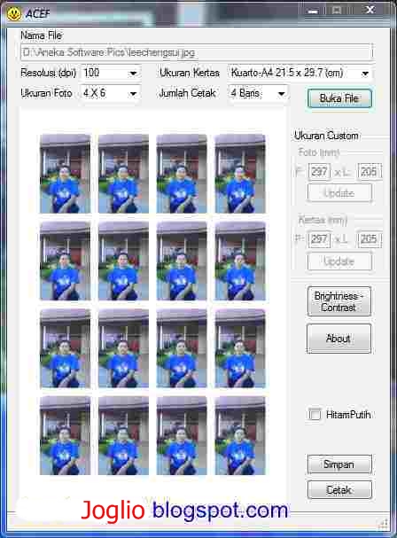 Software Penentu Berbagai Ukuran Untuk Cetak Foto JOGLIO