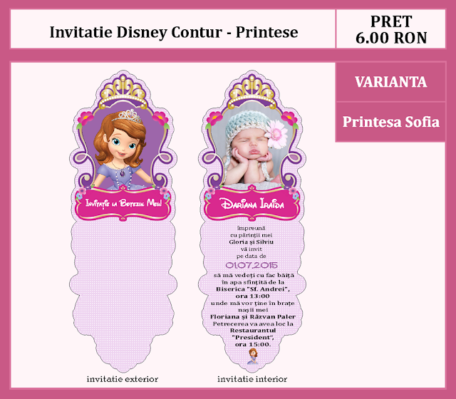 invitatii botez contur Printese