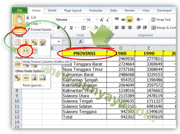 Copy Tabel excel dengan lebar kolom sama Cara Copy Tabel biar Kolom Tidak Berubah di Excel