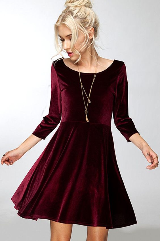 Lap of Luxury Velvet Dress - Burgundy