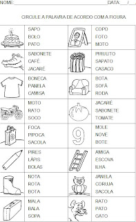 Circule a palavra. Silábica sem valor sonoro - Alfabetização.