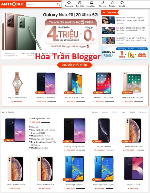 Mẫu Blogger bán điện thoại Ant Mobile