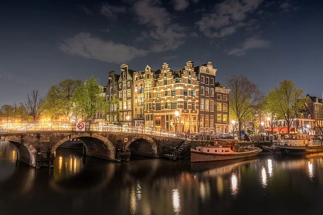 River cruise boat in the canals of Amsterdam