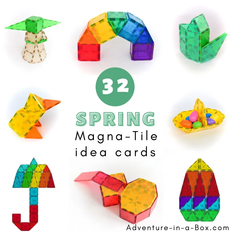 Spring themed magnetic tile idea cards