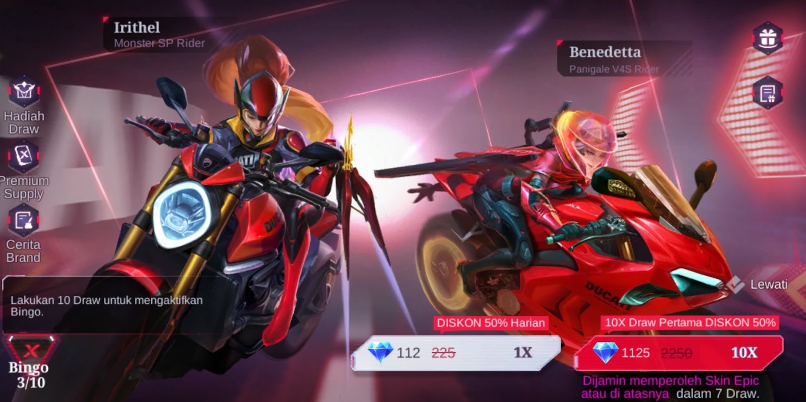 Cara Gacha Gratis Event Mobile Legends X Ducati