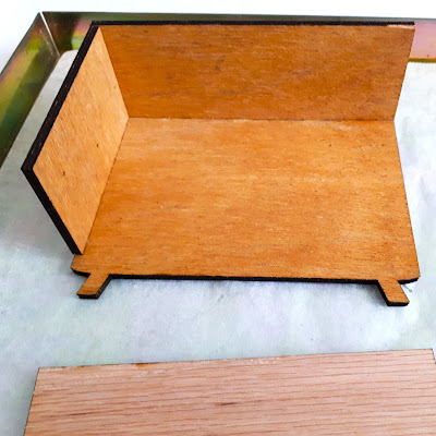 One-twelfth scale modern miniature dresser kit under construction