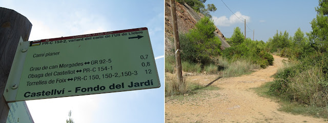 La Bisbal del Penedès a Montserrat; rètol en direcció a Les Cases Noves de la Riera, al terme de Castellví de la Marca