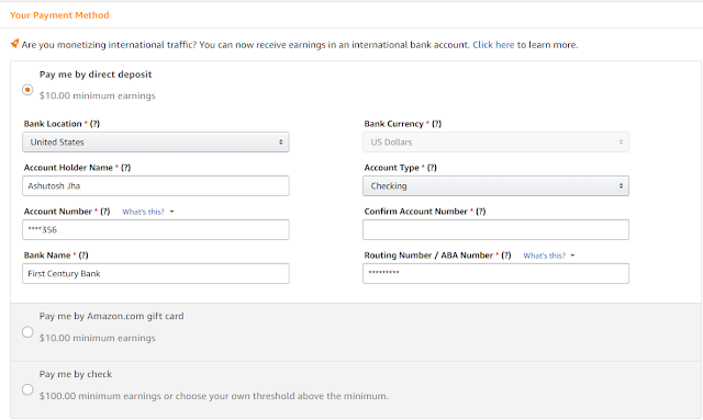 direct deposit account details