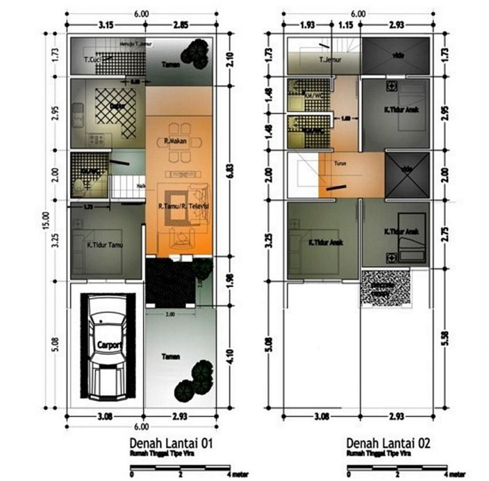 denah rumah lantai 2 minimalis yang modern