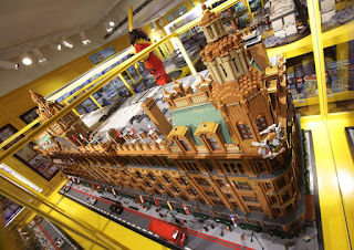 Lego Harrods model display in the store's toy department