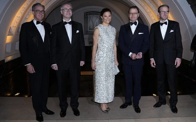 Crown Princess Victoria wore a sequined dress by H&M decorated with recycled polyester from plastic bottles