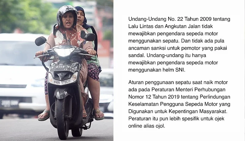 undang undang tentang naik motor pakai sendal kena tilang