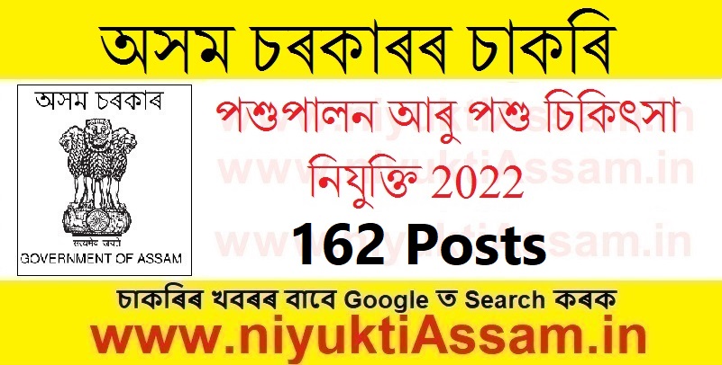 Assam Career: Animal Husbandry & Veterinary Recruitment 2022 for 162  Vacancy - NiyuktiAssam: Assam Career, Assam Current Affairs, GK and Job News