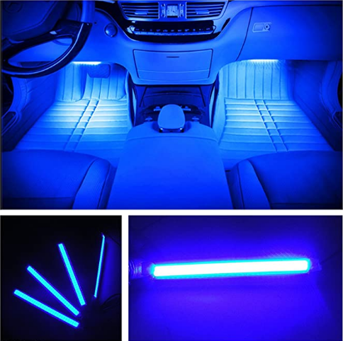 Car LED Strip Light, EJ's SUPER CAR 4pcs 36 LED Car Interior Lights Under Dash Lighting Waterproof Kit,Atmosphere Neon Lights Strip for Car,DC 12V(Blue)