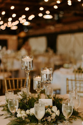 greenery and candle centerpieces