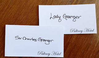 Facsimile hotel cards with handwritten names (Rachel Knowles's experimental history 2022)