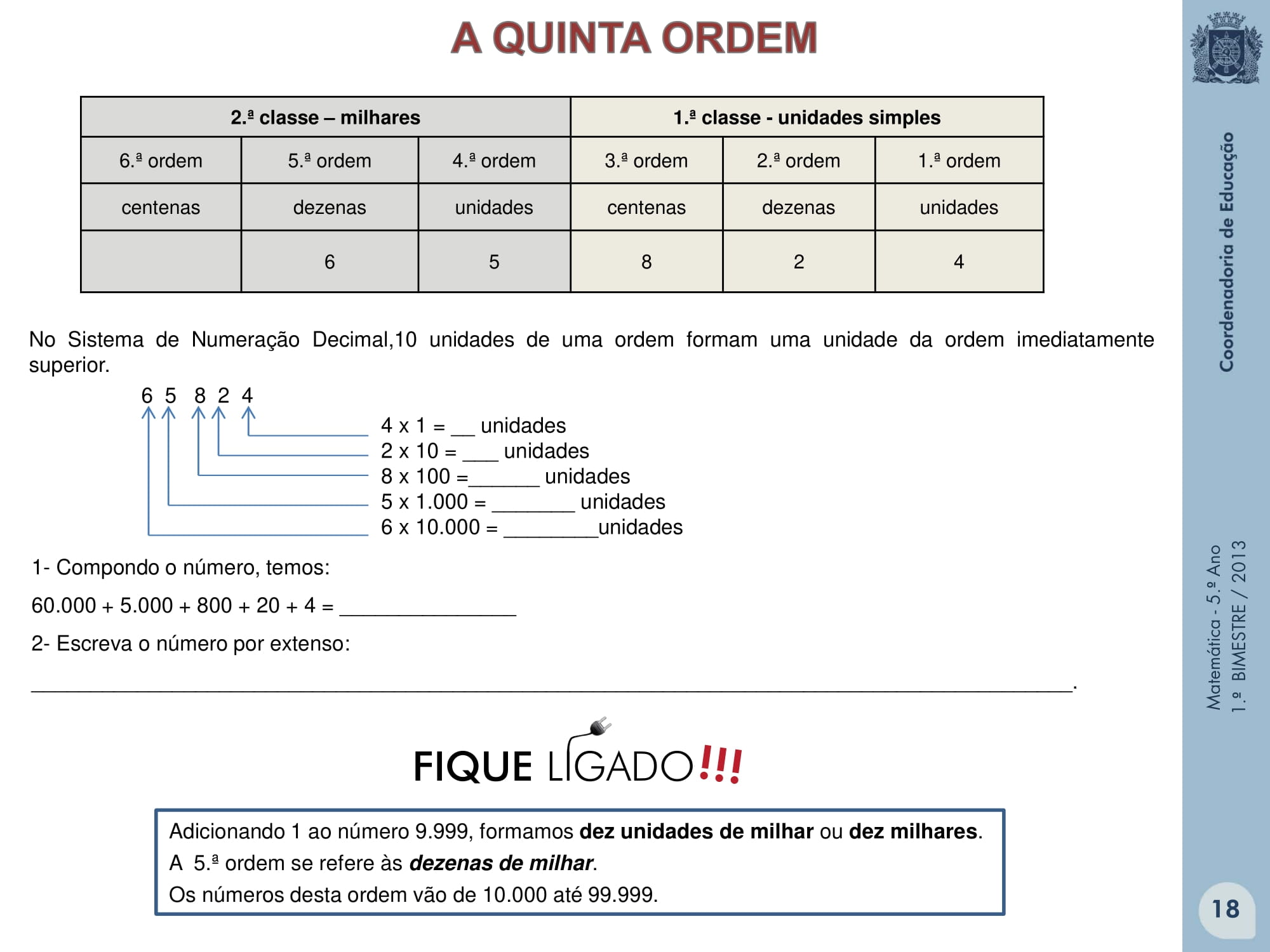 Apostila matemática 5 ano para imprimir