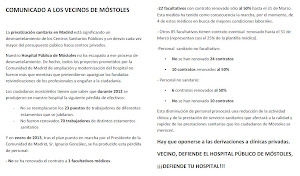 VECINO, DEFIENDE EL HOSPITAL PUBLICO DE MOSTOLES