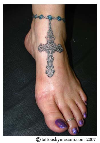 rosary tattos on foot. Just want to share about cross tattoos on foot design , i think you will 