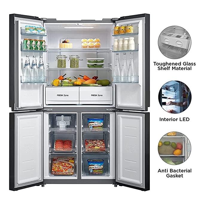 Midea 544 L Frost Side By Side Refrigerator (Glass Door Finish, MDRM648FGG22IND)