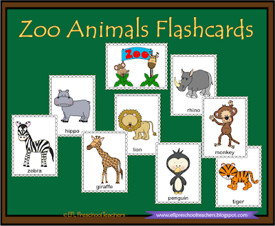 zoo animals flashcards material