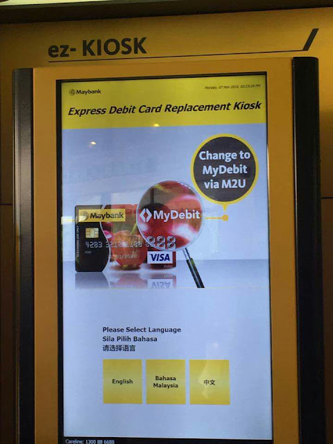 tukar kad debit Maybank yang baru di kiosk