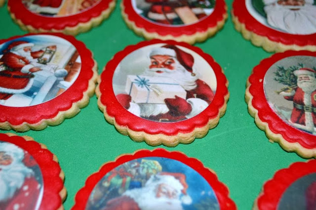 Galletas decoradas papel comestible impresion tinta vegetal papa noel fondant 