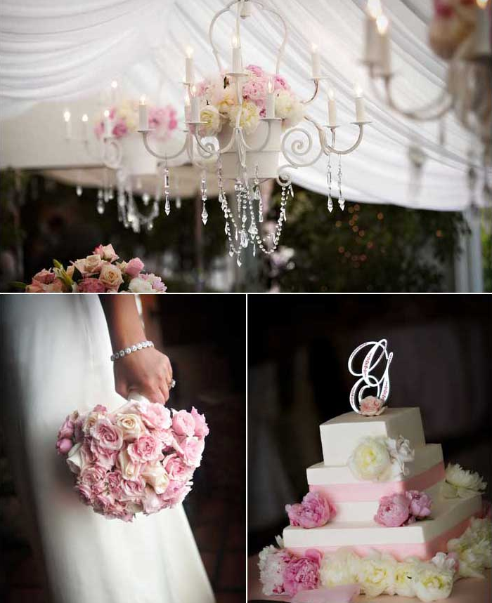 feather centerpiece and chandelier wedding 