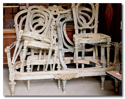 antique stacked chairs