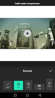Cara edit video mengubah kanvas video menggunakan aplikasi Inshot di Android