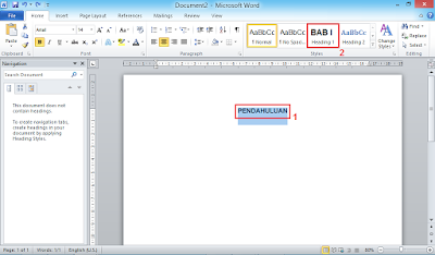 Memberikan Heading 1 Pada Judul BAB