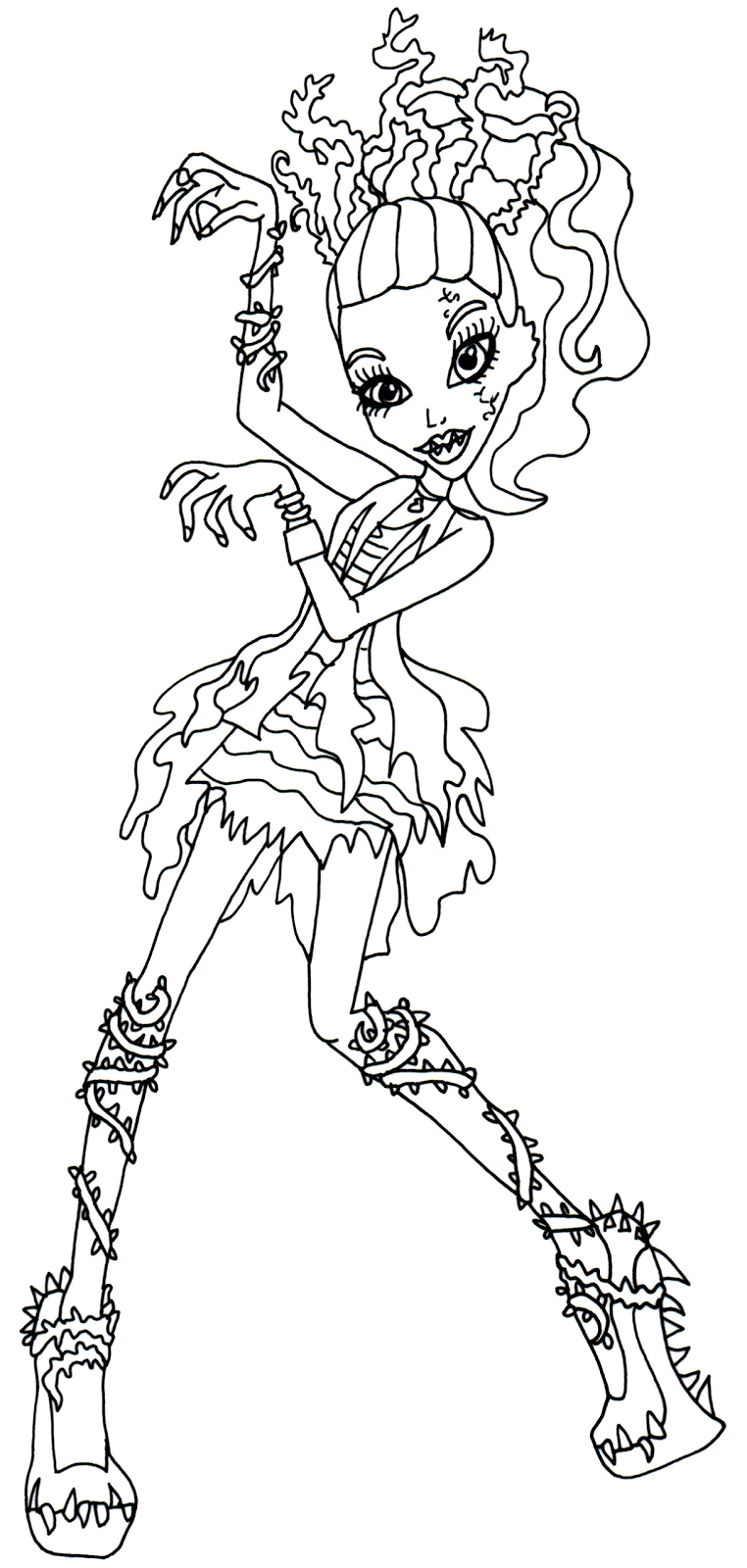 Free printable monster high zombie shake dance coloring page for Venus McFlytrap