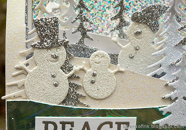 Layers of ink - Scenic Winter Ornaments Tutorial by Anna-Karin Evaldsson. Paper snowmen.