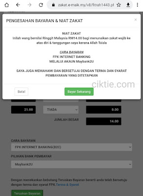 Cara bayar zakat fitrah online Kelantan