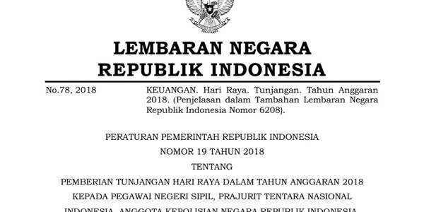 Thr Pns 2018 - Pp Nomor 19 Tahun 2018